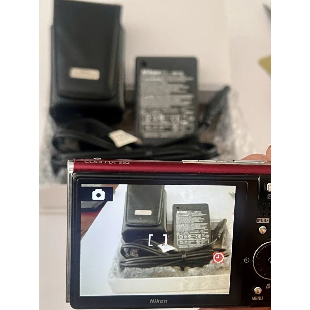 Nikon Coolpix S52 Red Digital Camera 9MP VR w/ Charger Battery SD Card Case